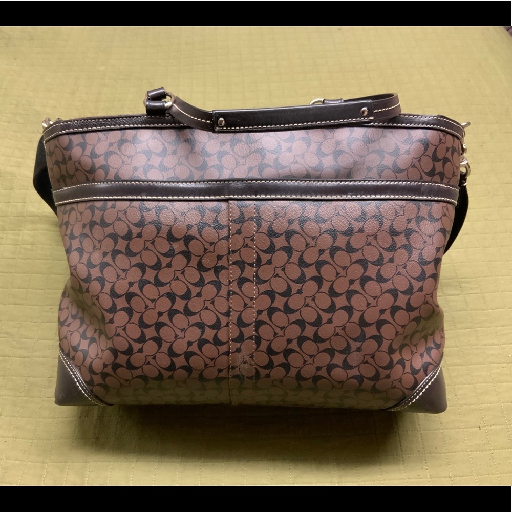 Coach Brown Chelsea Heritage Stripe Diaper Bag - Picture 4 of 15